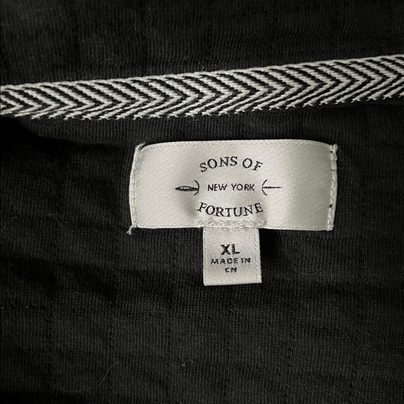 Sons Of Fortune Black Textured Grid Quilted Quarter-Zip Pullover Sweater XL - Picture 8 of 9